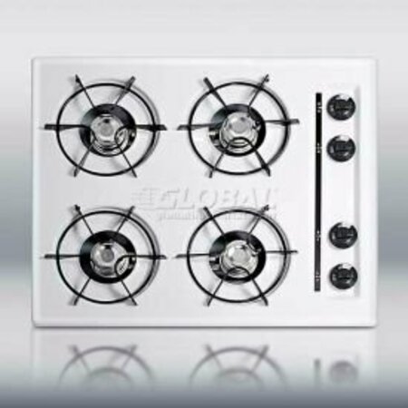 SUMMIT APPLIANCE DIV. Summit-24"W Gas Cooktop, Four Burners, Gas Spark Ignition, White WNL033